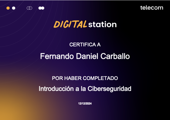 Certificado: Introducción a la Ciberseguridad