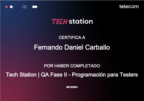 Certificado: QA Fase II · Programación para Testers
